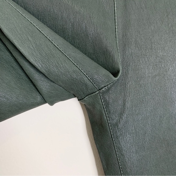 SPRWMN Leather Ankle Leggings (Sz M) 100% Lambskin High Rise Emerald Green - Picture 5 of 16